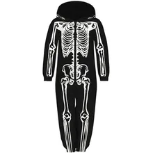 Комбинезон для мальчиков и девочек на Хэллоуин с карманами, детские зимние комбинезоны, детские комбинезоны унисекс с капюшоном и 3D принтом скелета черепа