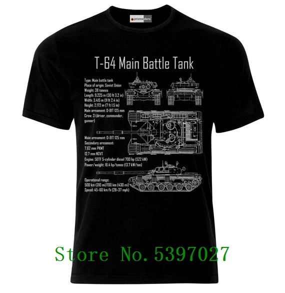 

2020 New Clothing Brand Printing T-64 Russian Tank Panzer Blueprint USSR Russia Russland Soviet Union T-Shirt fashion Shirt