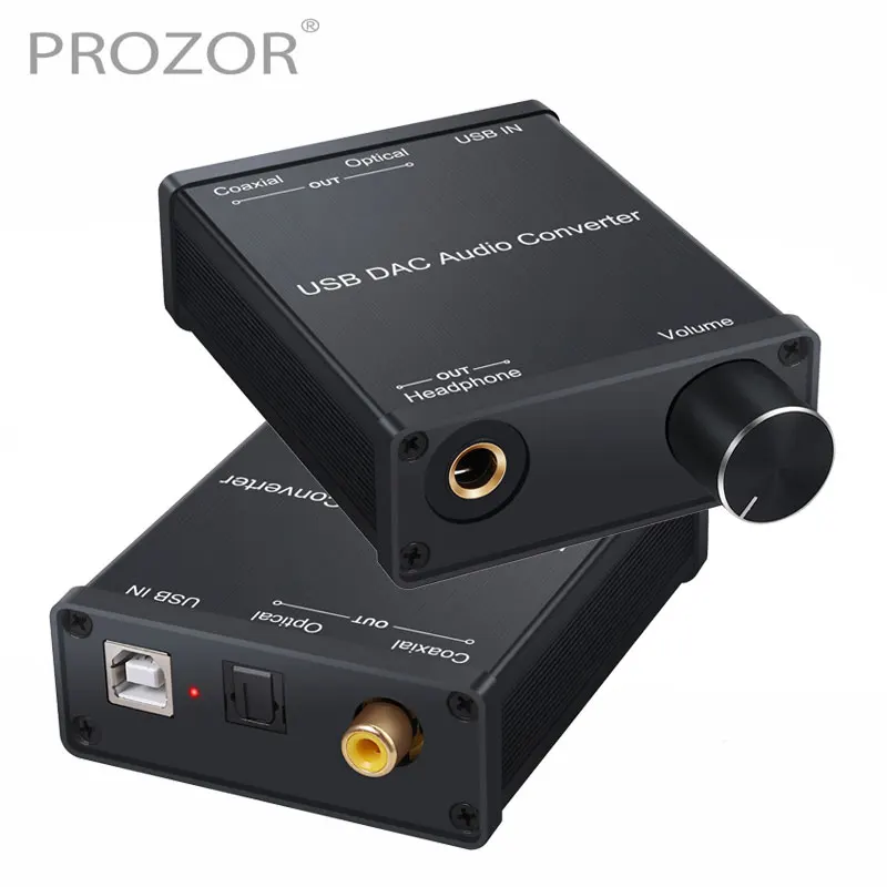 PROZOR USB DAC Audio Converter Adapter with Headphone Amplifier USB to Coaxial S PDIF Digital to Analog 6 35mm Audio Sound Card