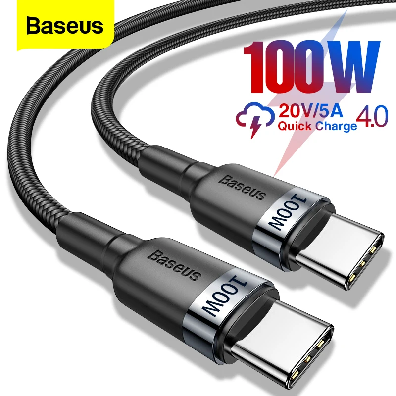 Baseus 100W USB C To USB Type C Cable For Huawei Samsung S20  QC 3.0 Quick Charge Data Cable For Xiaomi Macbook Pro USB C Cable