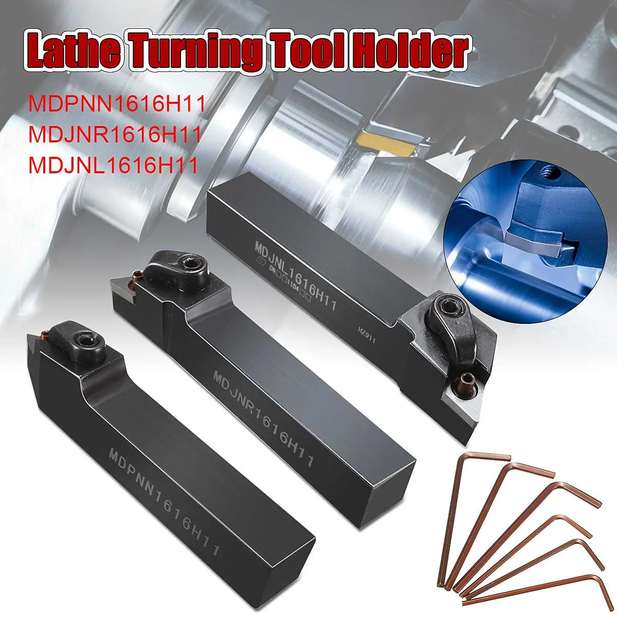 

LMDJNL1616H11 + MDPNN1616H11 + MDJNR1616H11 Lathe Turning Tool Holder Boring Bar CNC Tools Lathe Cutting Carbide Insert