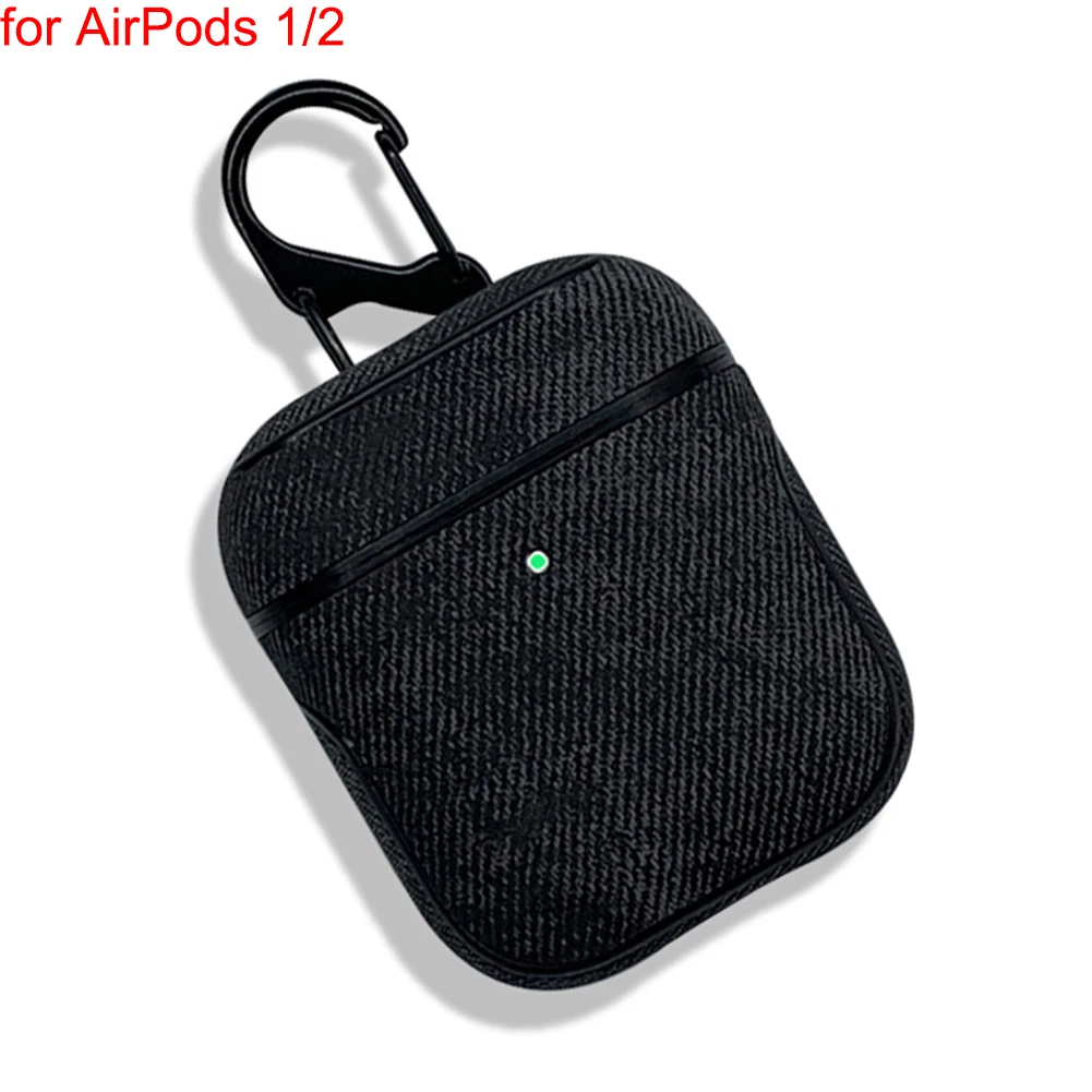 Bluetooth наушники кожаный чехол для Apple AirPods 1 2 Pro ткань анти-потеря противоударный чехол PU кожа для Air Pods 3 с крючком - Цвет: Fabric Black