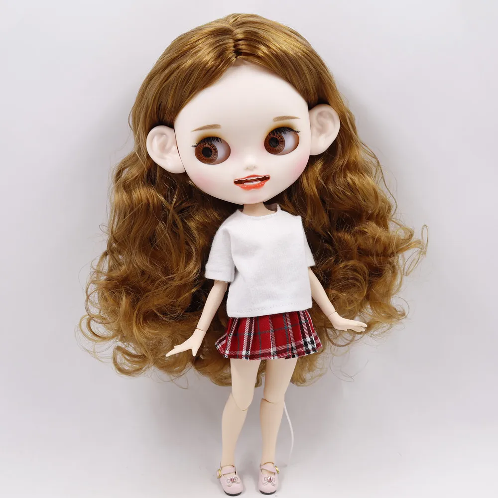 Наряды для Blyth кукла клетчатая юбка и брюки с коротким топом платье 1/6 шарнирная
