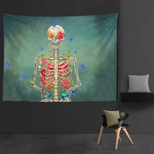 

Skeleton Tapestry Wall Hanging Room Witchcraft Throw Rug Carpet Art Psychedelic Home Decoration Accessories Tarot Tapestry