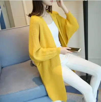 Women Long Sweater Cardigans 3XL Winter Stitch Poncho Knitting Sweater Female Over sized Shawl Cape Jacket Coat Trench Parka - Цвет: yellow