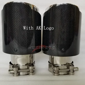 

1PC Car Styling Glossy Stainless Steel Logo Muffler End Pipe Exhaust Pipe Muffler For Universal Carbon Exhaust Tips