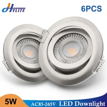 

6PCS/Lots 5WRound LED Downlight Dimmable Indoor Ceiling Recessed Lamp Adjustable SMD Spot Lighting Warm Cold White AC 85-265V