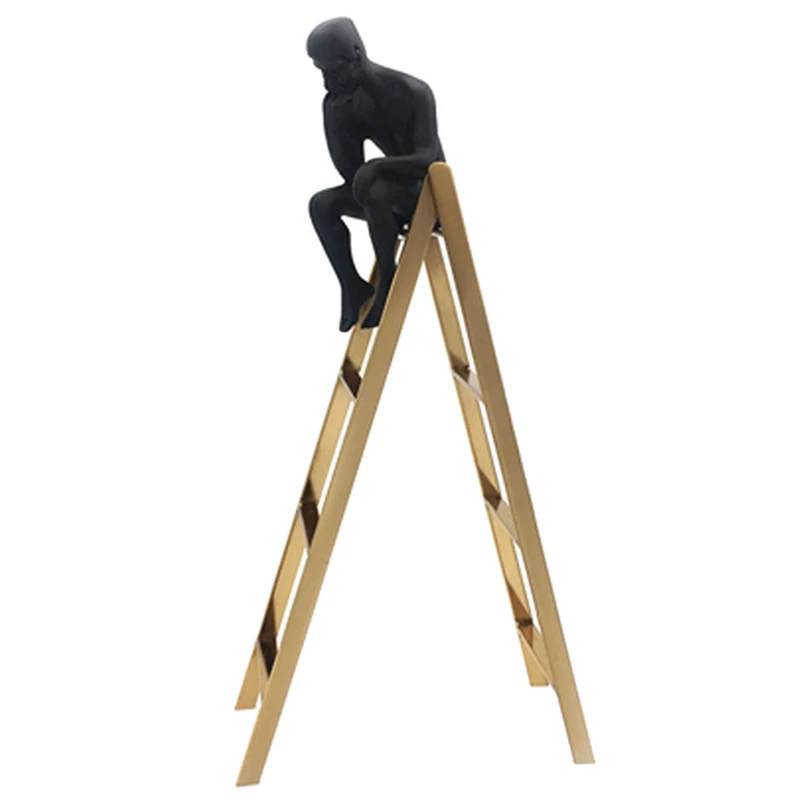 

Fashion-Thinker Sculpture Thinker In The Window On The Stairs Shows Bookshelf Classical Home Decor Black Metal
