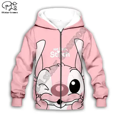 Детская одежда; толстовки с капюшоном в стиле аниме kawaii Lilo Stitch; толстовка для мальчиков с героями мультфильмов; Лидер продаж; стиль-6 - Цвет: Black