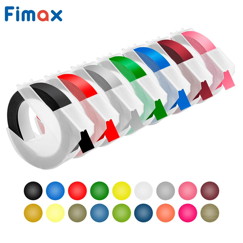 Fimax 1 шт. DYMO 3D 12 мм 9 белый на черном самоклеящимся виниловом материале для