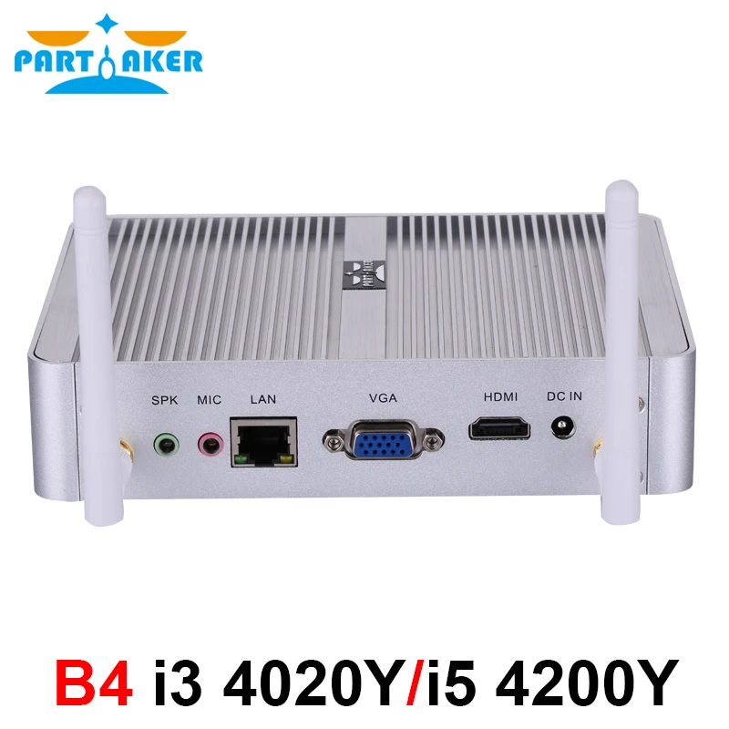 Partaker Cheapest Fanless Mini PC Windows 10 Pro Intel Core i5 4200Y i3 4020Y Barebone Computer DDR3L HTPC WiFi bebepc fanless mini pc computer htpc windows 10 pro intel core i5 5200u 4200u celeron ddr3l wifi hd usb office descktop minipc