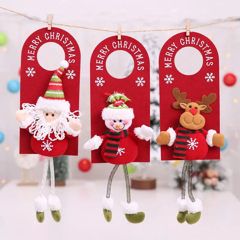 

Christmas Tree Decorations Elk Snowman Santa Claus Dolls Pendant Wall Door Hanging Ornament Home Xmas Festival Party Decor