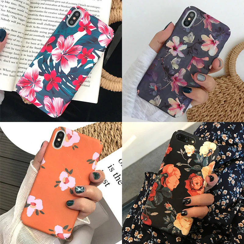 Жесткий чехол для телефона Capinha iphone 8 plus 7 Plus с цветочным узором 6 S 6s X XR XS Max защитный