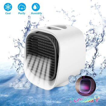 

USB Mini Air Conditioner Portable Air Cooling Fan Desktop Air Cooler Fan Arctic Air & LED Night Light & Humidifier & Purifier