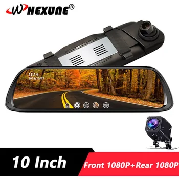 

WHEXUNE Full HD 1080P 10" IPS Touch Screen Car DVR Stream RearView Mirror Dash Camera Dual Lens Night Vision Parking Monitor WDR