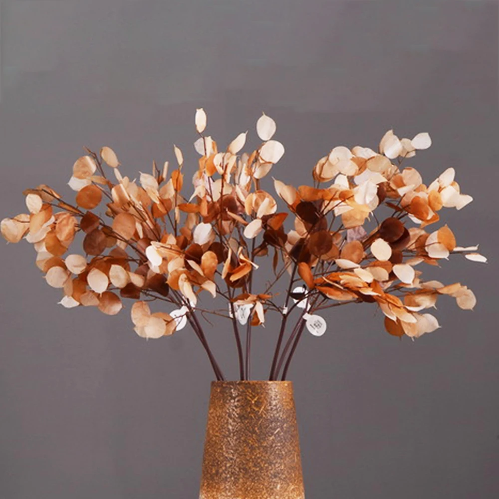 

90cm 6PCS Artificial Plants Silver Fan Leaves Bundle Faux Flowers Grass Fake Tree Branch Nordic Home Decor Wedding Decoration