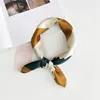 Square Scarf Hair Tie Band For Business Party Women Elegant Small Vintage Skinny Retro Head Neck Silk Satin Scarf 3