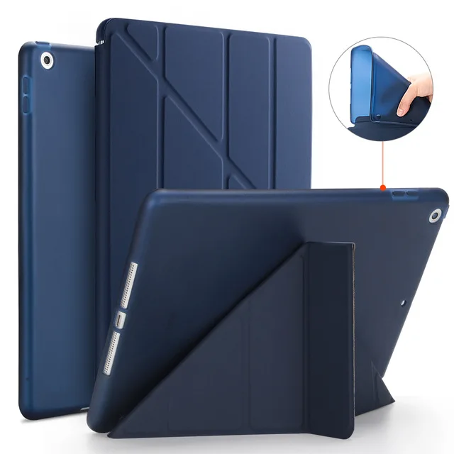 KpGoing для iPad Pro 11 чехол из искусственной кожи силиконовый задний тонкий светильник y-образный деформационный умный чехол для iPad Pro 11 дюймов - Цвет: dark blue