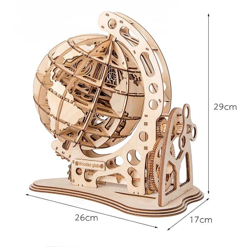 Wooden Globe Puzzle 3d Diy Mechanical 