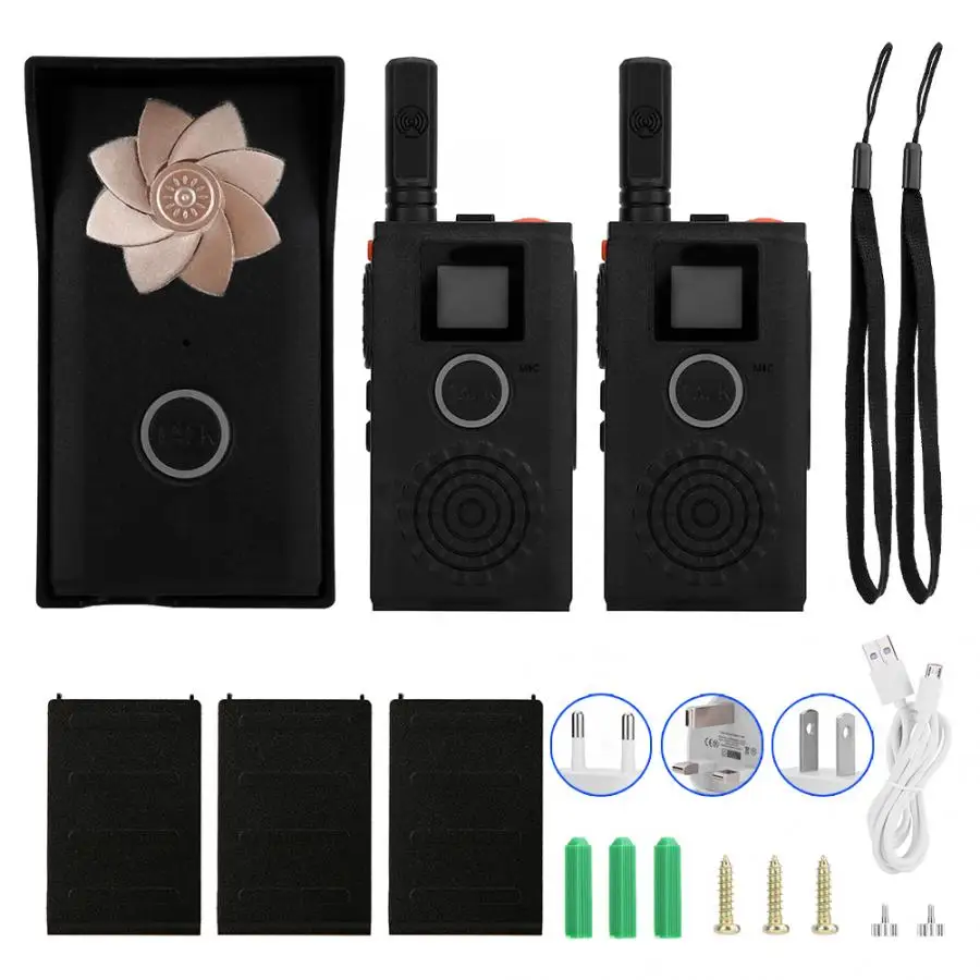 Мини 1 V 2 наружный внутренний беспроводной домофон Walkie-Talkie дверной звонок Водонепроницаемый 100-240V