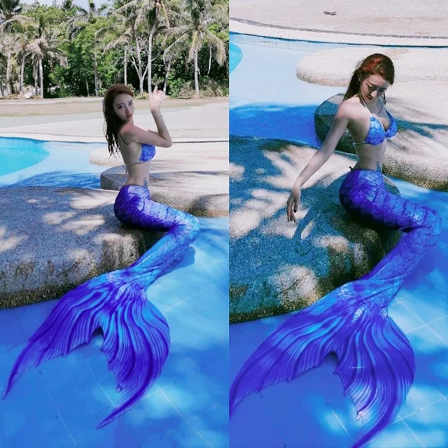 Cola de sirena personalizada para nadar, traje de baño con aleta, disfraz  de Cosplay para adultos