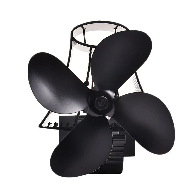 

4 Blades Wall Hanging Heat Powered Stove Fan Eco-Friendly Heat Powered Tops Blower Large Room for Fireplace Wood Log Burner (Bla