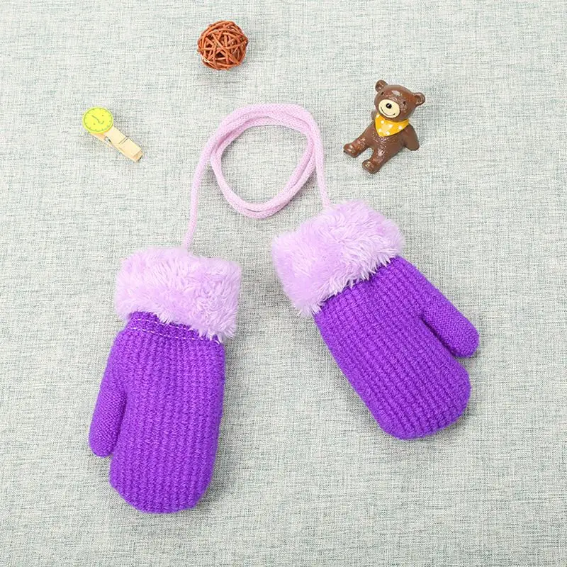 Зимние уличные вязаные перчатки для маленьких мальчиков и девочек, теплые рукавицы, перчатки