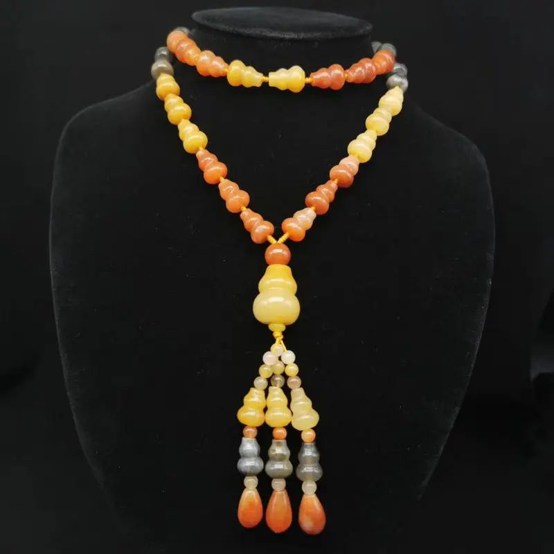 

Nature multicolour Gemstone Bead Necklace multicolor bottle gourd Lucky Ornaments