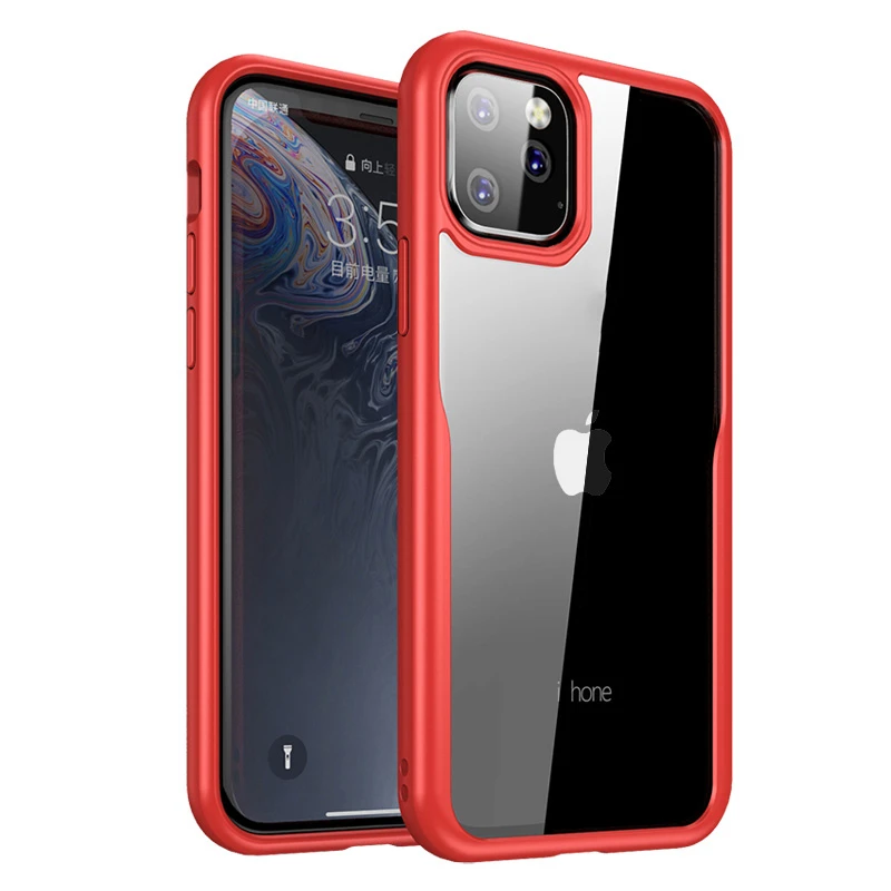 Противоударный чехол для iPhone 11 Pro, [военный класс, протестированный при падении] [2-го поколения] Полупрозрачный матовый чехол с мягкими краями - Цвет: Красный
