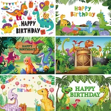 

Laeacco Dinosaur Birthday Party Photography Backdrop Jungle Tropical Palms Trees Leaves Poster Kid Photo Background Photo Studio