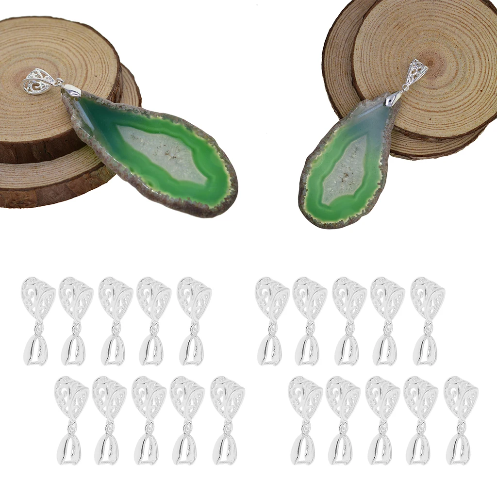20Pack Hollow Necklace Bead Pendant Bails Pinch Clip Clasp for Jewelry Making