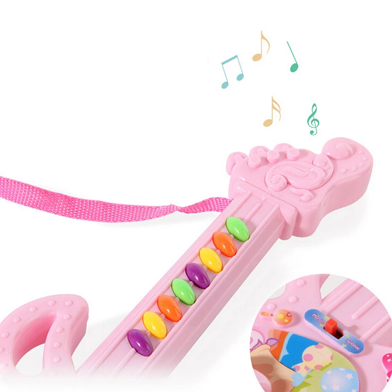 Детский музыкальный инструмент игрушечная электрогитара звуковой светильник детская музыкальная игрушка мультяшный узор красочная детская игрушка для обучения подарки
