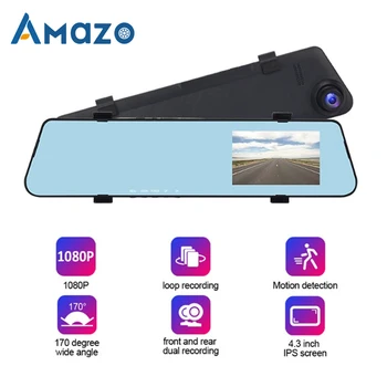 

4.3 Inch IPS Screen Car DVR Super Thin Rearview Mirror HD 1080P Auto Video Recorder 170 wide Angle Dashcam Support Backup Camera