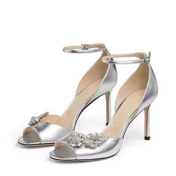 

Luxury Crystal Flowers High Heels Women Pumps Peep Toe Ankle Buckle Strap Sandals Woman Sexy Stiletto Brand Party Shoes Woman
