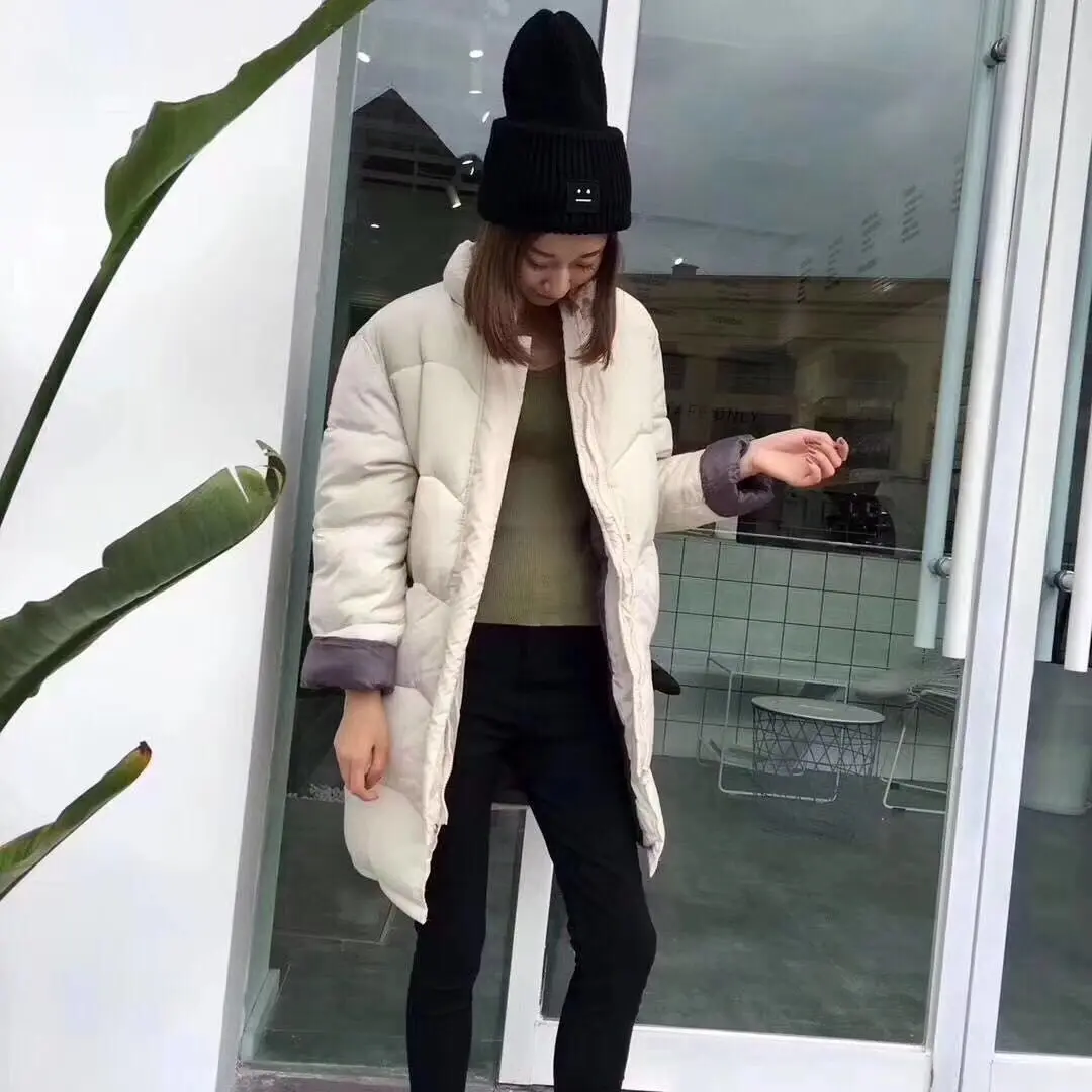 

Medium-length down Jacket Cotton-padded Clothes Coat Korean-style Large Size Students Cotton-padded Clothes Thick Straight-Cut C