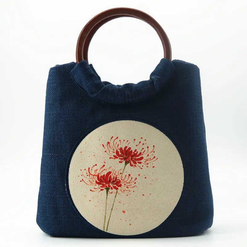 

Origional Women's Retro National Wind Handbag Hand-Painted Shoulder Bag Collocation Chinese Clothing Cheongsam WOMEN'S Bag Bag