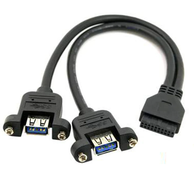 25 см Женский 20 штыревый разъем до 2 USB3.0 удлинитель Кабель питания материнская плата внешнее преобразование USB3 адаптер линия для P7P55