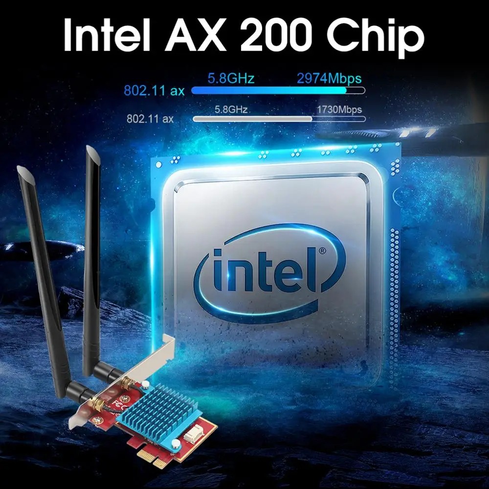 AX200 Wi fi адаптер 5 ГГц 6 Intel AX200ngw pci антенна ключ Bluetooth Сетевая карта PCI Express|Сетевые