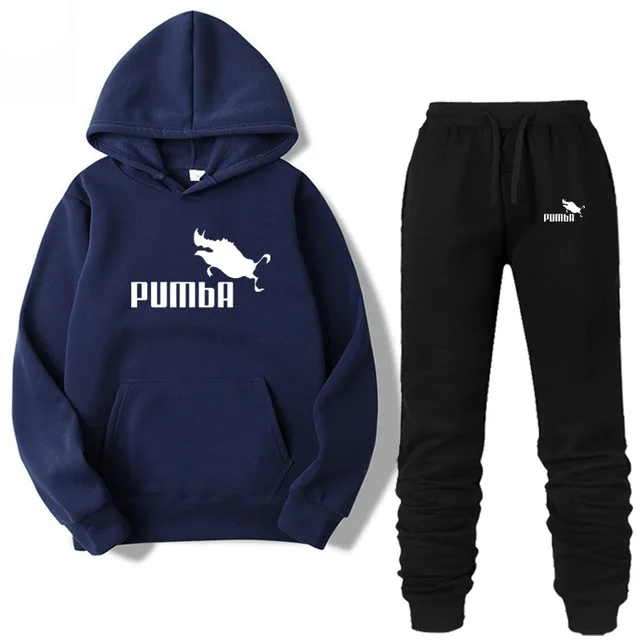 Navy blue-W Новинка, брендовая мужская толстовка, спортивный костюм с принтом, термобелье, мужские спортивные комплекты, флисовая плотная толстовка с капюшоном+ штаны, спортивные костюмы - Цвет: Navy blue-W