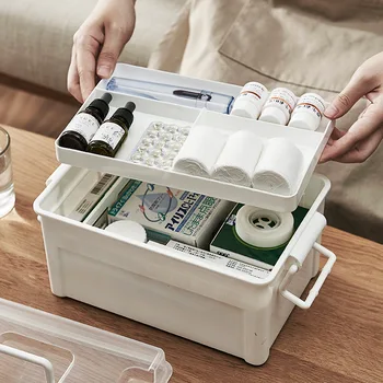 

2 layer First aid kit box medicine box plastic container emergency kit portable large capacity medical storage organizer