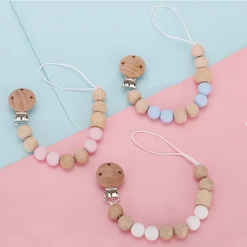 

Newborn Pacifier Clip Anti-chain Infant Pacifier Chain Wooden Baby Boys Girls Teether Pacifier Clips Feeding Accessories