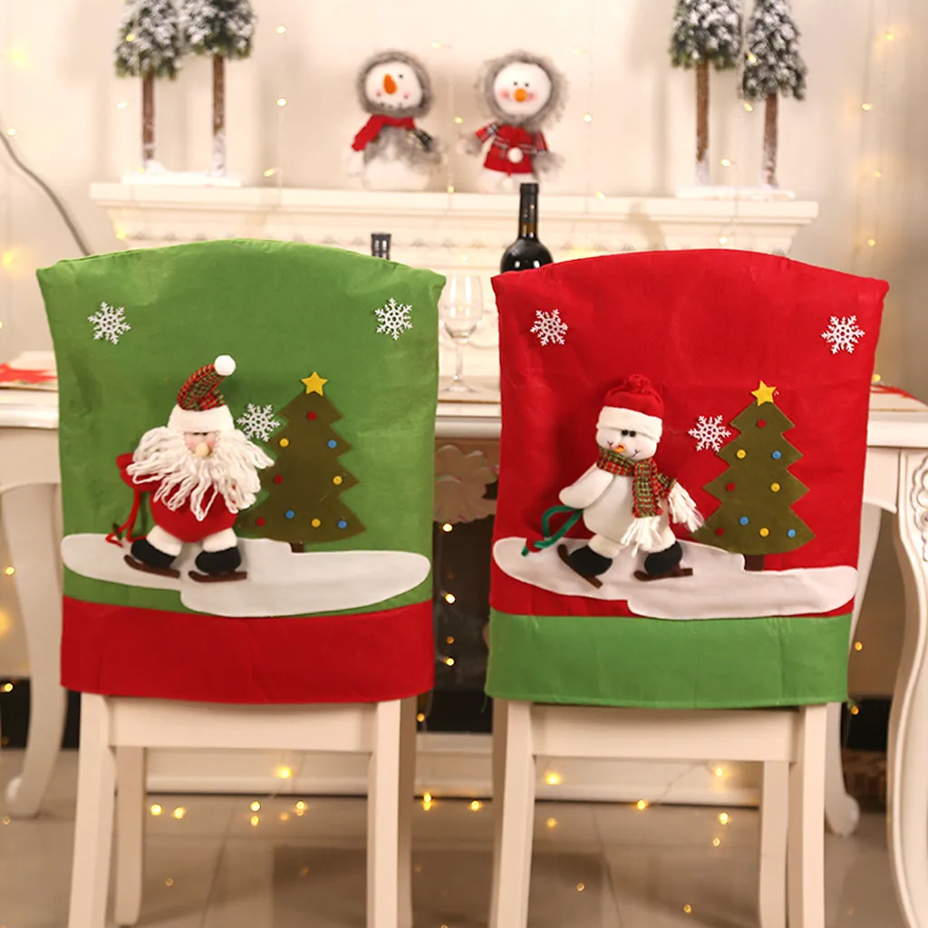 Домашний Рождественский Набор стульев Рождественские декоративные чехлы для стульев обеденное сиденье Санта Клаус домашние вечерние украшения Рождественские украшения для дома@ 30