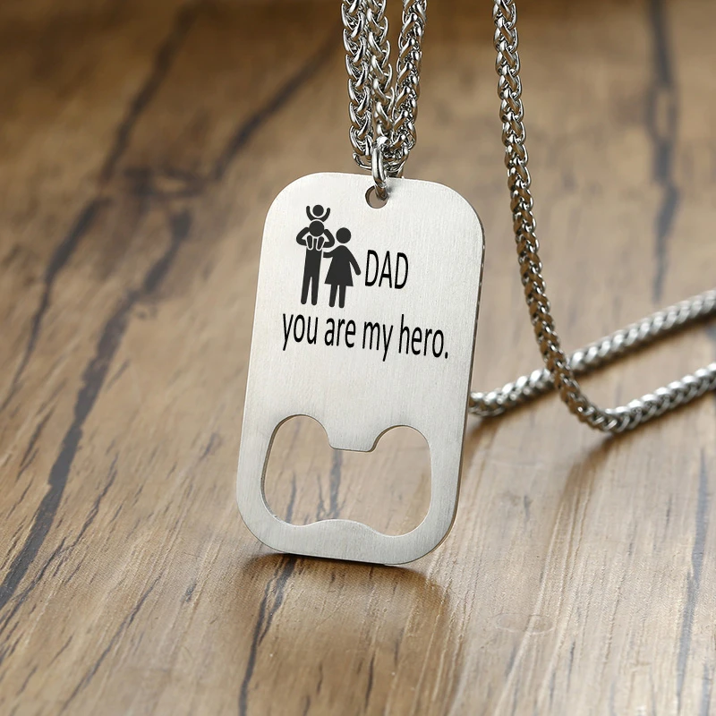Fashion Customized Name Date Bottle Opener Necklaces Stainless Steel