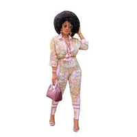 Autumn 2 Piece Sets African Sets For Women Retro Print Loose Long Shirt And Skinny Long Pants Sexy Fall Fashion 2024 4