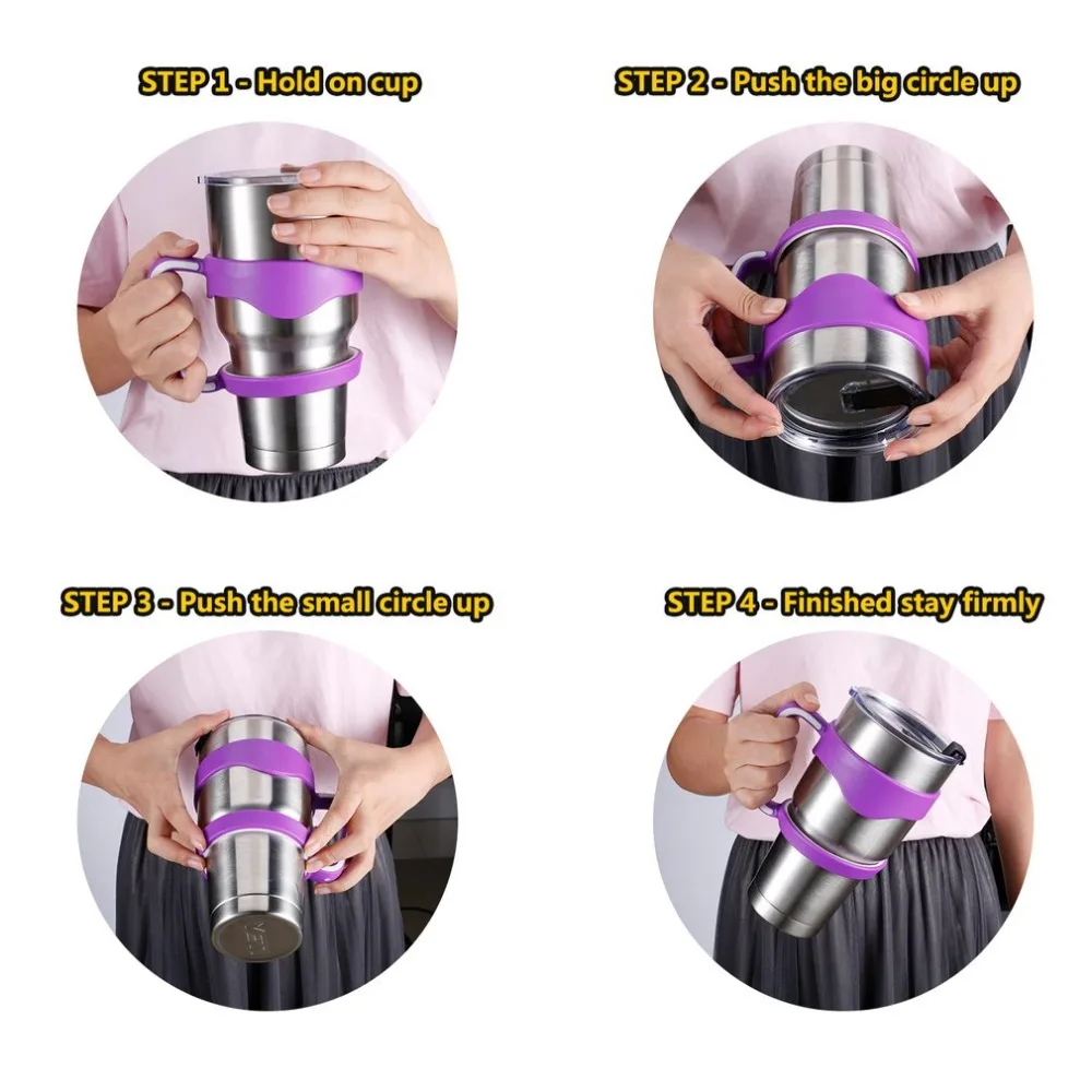2 PCS Water Bottle Mugs Cup Handle for YETI 30 Oz Tumbler Rambler Cup Hand Holder Stainless Steel Insulated Mug Handle Drop