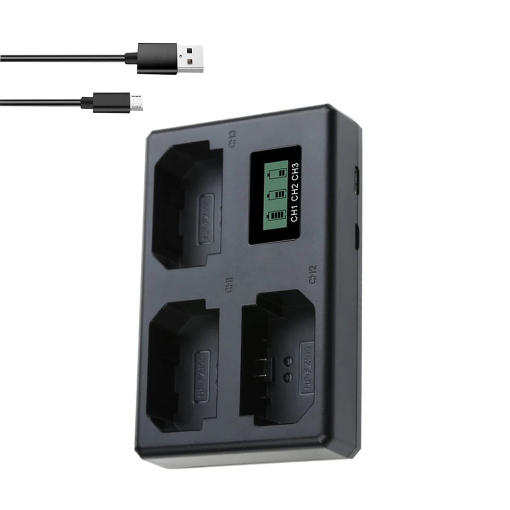 Caricabatterie Usb Lcd Np-Fz100 A 3 Slot Fz100 Per Batteria Per Fotocamere Sony Alpha A7Iii A7R Iii A9 Alpha 9 A7R3 A6600