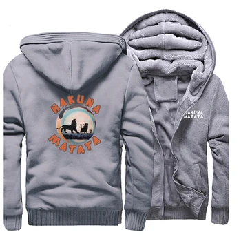 

Fashion The Lion King Movie Thicken Zipper Jacket Hoodies Men Funny Hakuna Matata Casual Sportswear Hip Hop Fleece Streetwear
