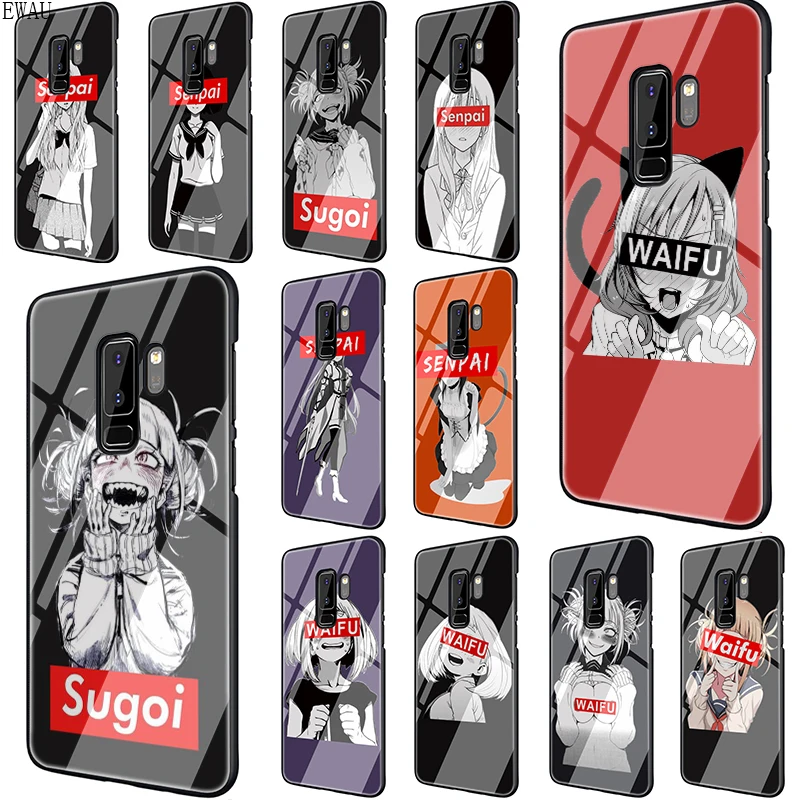 EWAU Sugoi семпай аниме waifu чехол для телефона из закаленного стекла Samsung S7 S8 S9 S10 Note 8 9 10