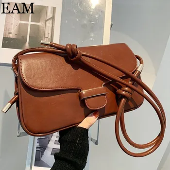 

[EAM] Simple Solid Color PU Leather Crossbody Bags for Women 2020 Branded daily Shoulder Bag Handbags Trending Luxury Hand Bag