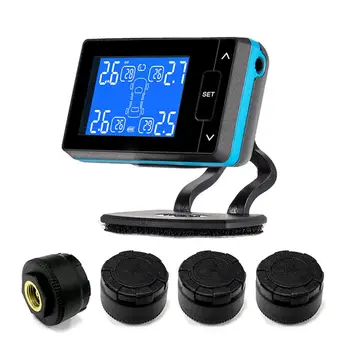 

CAREUD DC8V-DC16V Universal Car TPMS Car Wireless Tire Pressure Monitoring System + 4 Wheel Tires External Sensor LCD Battery Re